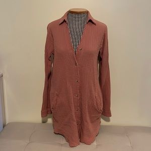 Aerie Rust color Long Sleeve gauze type Button Down Shirt
